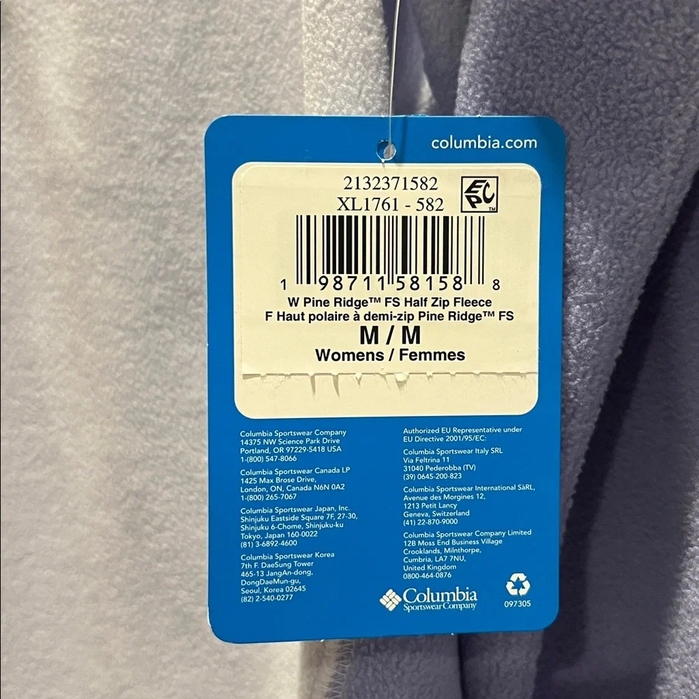 NWT Columbia Half Zip Fleece Sweater Pine Ridge Lavender Medium - Picture 8 of 9
